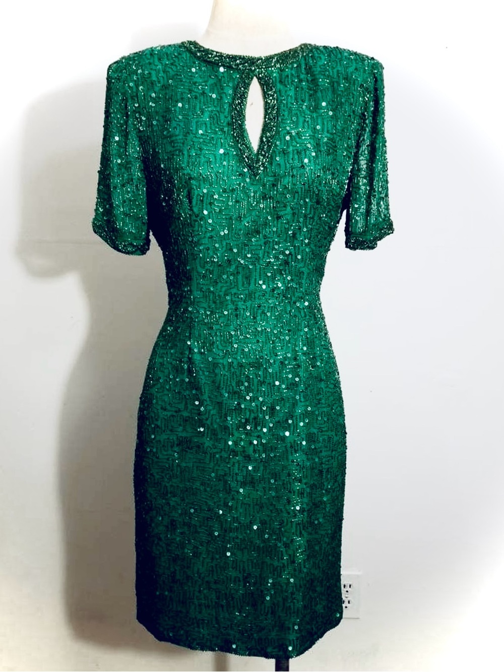 VTG Glamour Couture Pageant Fully Beaded Cocktail Dress Neiman Marcus 1980’s
